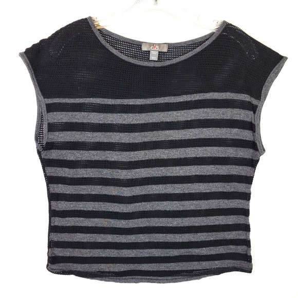 ALO Yoga Tops - Alo Yoga Womens Net Striped Workout Top Size Small Black Gray Lightweight